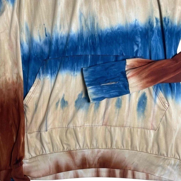 Blumin Unisex Tie Dye Long Sleeve Hippie Boho Kangaroo Pocket Hoodie Medium - Picture 7 of 8